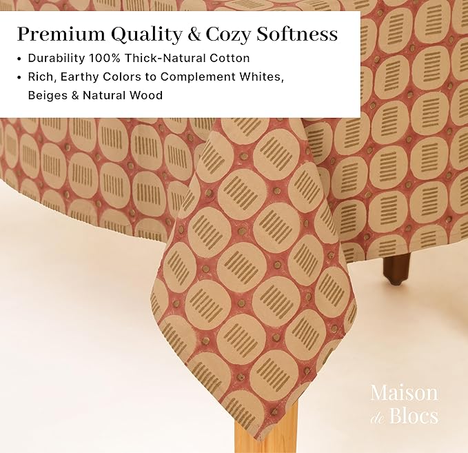 100% Cotton Hand Block Printed, Tablecloth for Kitchen, Dining, Table Cover for Parties, Chritmas, Weddings, Barbecues and Summer picnics Table Cloth