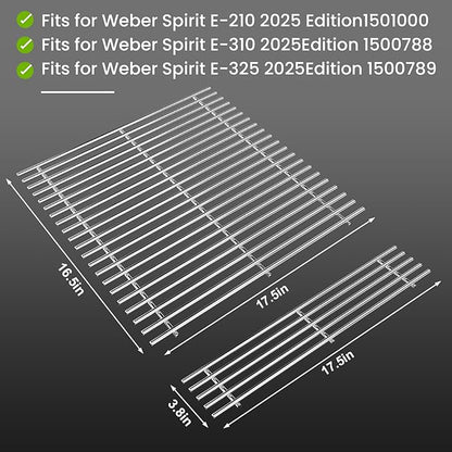 Grill Grates for Weber Spirit E210 2025 Replacement 7637, Stainless Steel Cooking Grids for Weber Spirit 200 Series GS4 Spirit II E-210 E-220 E-310 E-325 Front Control 7mm SUS304 BBQ Grill Parts