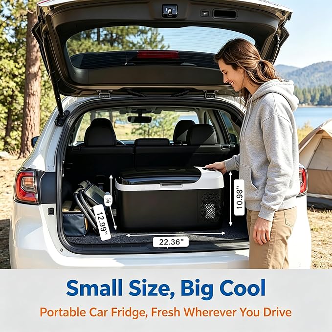Simple Deluxe 12 Volt Refrigerator, 17QT Single Zone Electric Cooler, Car Fridge -4℉-68℉, Portable Refrigerator 12/24V DC 100-240V AC, Portable Freezer for Travel RV Camping Boat Home