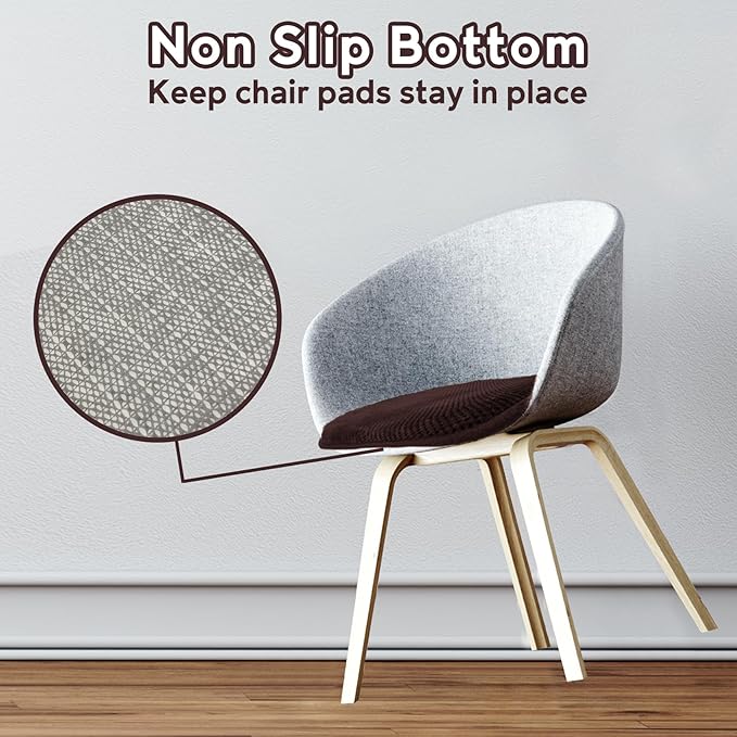 Brown Chairs Cushions for Dining Chairs 6 Pack Non Slip Foam Kitchen Seat Cushions Washable Soft Thick Patio Pads Large Wooden Metal Tapered Chair Cushions,17" x 15"
