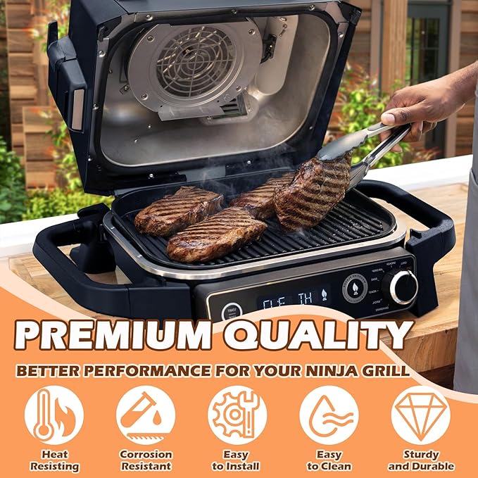 Cast Iron Griddle for Ninja Woodfire OG700 Series Grills, Grill Griddle Pan for Ninja XSKGRDPLT Woodfire Outdoor Grill Flat Top Griddle Plate Accessories, Polished Porcelain Coated, Thickened