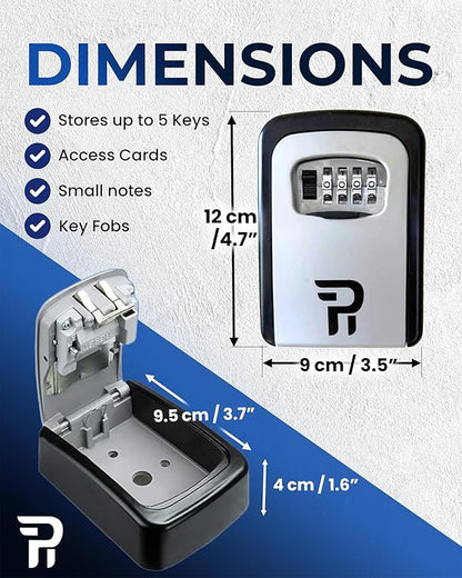 Rudy Run Key Lock Box for Outside – Large Outdoor Lockbox for Keys with Code, 4-Digit Combination Hidden Safe to Hide a Key Outside, Wall Mounted Key Storage for Home, Airbnb, 2 Pack
