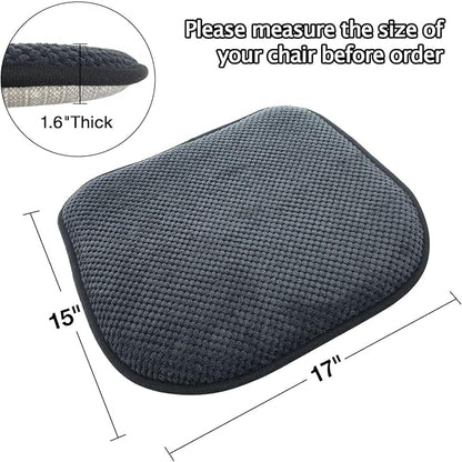 Grey Kitchen Chairs Cushions Set of 2 Non Slip Foam Patio Seat Cushions Washable Soft Thick Pads Large Wooden Metal Tapered Dining Chair Cushions,17" x 15"