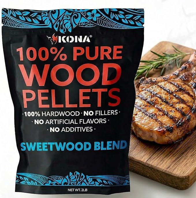 Kona Sweetwood Blend Smoker Pellets, Intended for Ninja Woodfire Outdoor Grill, 2 lb Resealable Bag