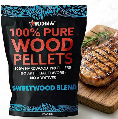 Kona Sweetwood Blend Smoker Pellets, Intended for Ninja Woodfire Outdoor Grill, 2 lb Resealable Bag