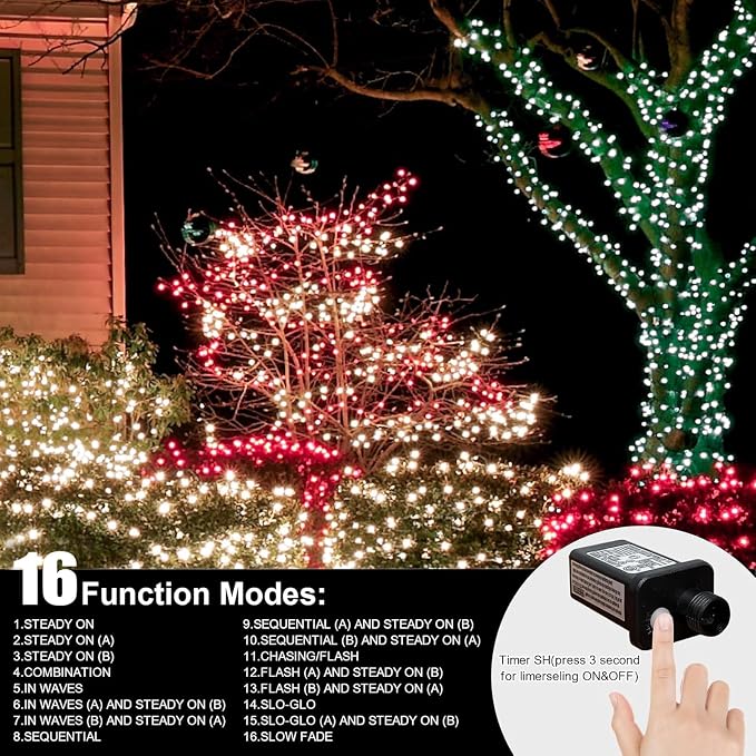 33ft St Patrick's Day Decorations Lights, 100 LED Green Wire Fairy Starry String Lights Plug in, 16 Lighting Modes, for Indoor Outdoor Xmas Tree Wedding Party Decoration (Green)
