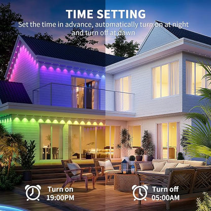 mw Permanent Outdoor Lights for House, 150ft RGB+IC Smart Outdoor Decor, 50+ Scene Modes, App/Remote Control, IP68 Waterproof, House Eave Lights for Christmas, Party Decorations