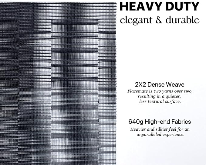 LEXMORE Placemats Vinyl/Plastic Woven Place Mats for Kitchen Table Indoor/Outdoor Washable Placemat Wipeable Dining Table Mats Set of 12 (Silver Gray Black)