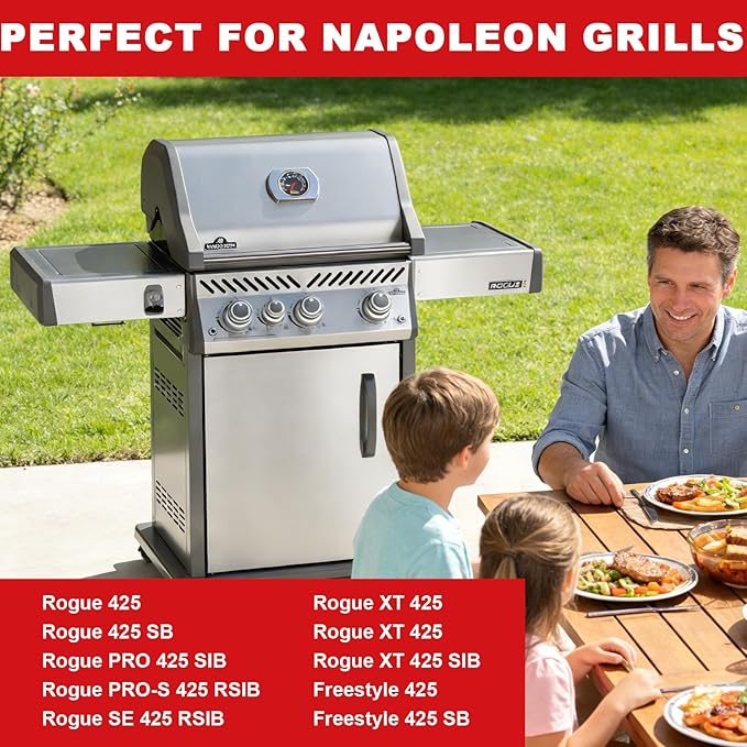 Full-Size Griddle Insert for Napoleon 425 Gas Grills, 23" x 17.7" Flat Top Griddle for Napoleon Rogue and Freestyle 425 Models, Heavy-Duty Stainless Steel Grill Accessory for Weber Spirit I/II 300