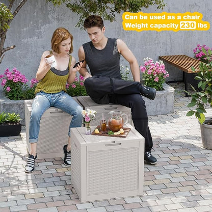 Vixzen 31 Gallon Deck Boxes Outdoor Waterproof, Resin Lockable Storage Box for Patio Cushions Storage Furniture, Garden Tools, Pool Supplies, Weatherproof and UV Resistant (Grey, 31 Gallon)