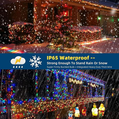 MZD8391 170FT 500 LED Christmas Lights Outdoor Indoor, Christmas Tree Light | Multicolor, 100% UL Listed, Waterproof, 8 Light Modes, Timer & Memory, End To End Connect, Christmas String Light Decoration