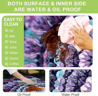 ANNA QUEEN Mandala Picnic Table Cover Set, 6FT Boho Purple Waterproof Tablecloth & Bench Covers 3PCS 72"x30" for Camping Garden Patio Festivals Retreats