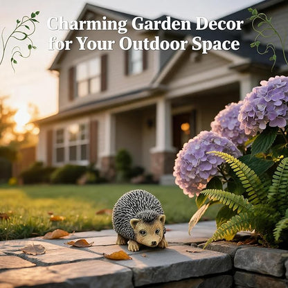 Hedgehog Garden Statue Key Hider Outdoor Waterproof Resin Spare Key Storage | Features Secret Storage Compartment, Looks Like Regular Garden Ornament, Perfect for Front Porch Backyard Placement