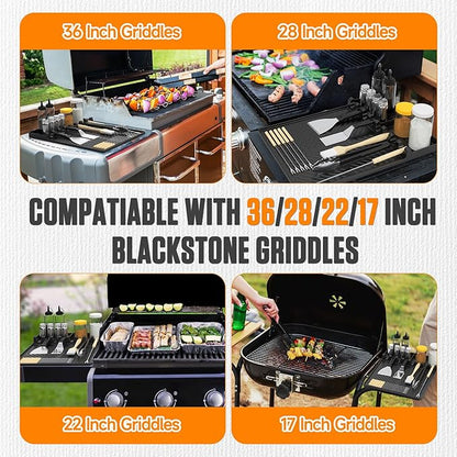 Griddle Accessories for Blackstone – Silicone Griddle Mat & Grease Cup Liners (2 Pack) – Fits 36” 28” 22” 17” Blackstone Griddles – BBQ Grilling Kits Set Gifts for Men (Black)