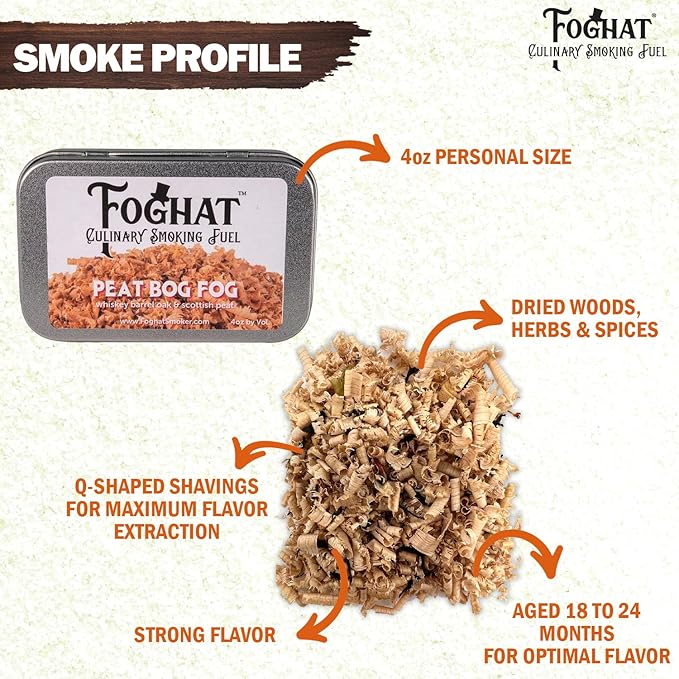 Cocktail Smoker Wood Chips - 4oz Whisky Peat Bog Fog Shavings for Whiskey & Drink Infuser Kit - Culinary Wood Smoking Chips for Hand Held Food Smoke Gun