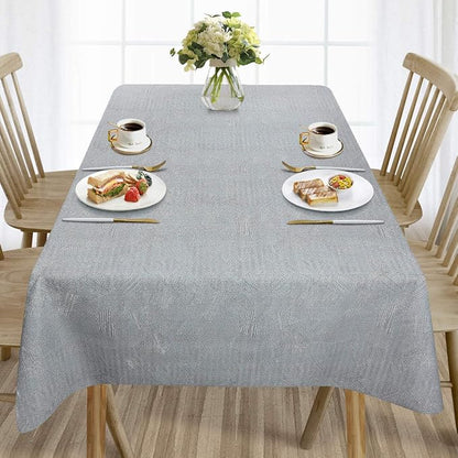 AIRCOWRIE Waterproof Vinyl Tablecloths, Heavy Duty Oil Proof Spill Proof Plastic Table Cloth, Wipe Clean PVC Table Cover for Spring Indoor and Outdoor Use (Grey, 54”×120”, Rectangle)