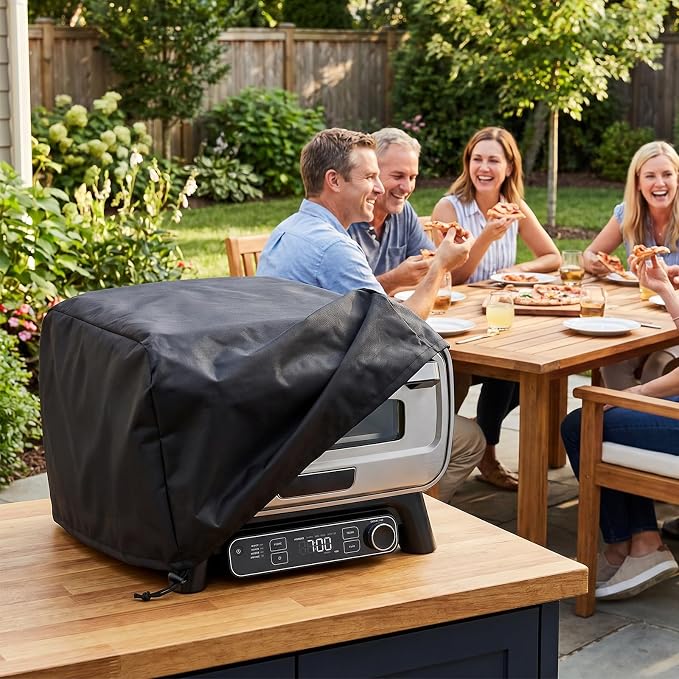 Pizza Cover for Ninja Pizza Oven MO201, Ninja Artisan Outdoor Pizza Oven | 22"L x 17"W x 12.7"H,600D Heavy Duty Polyester,Durable, Waterproof,For Outdoor, with Adjustable Drawstrings,Weather Resistant