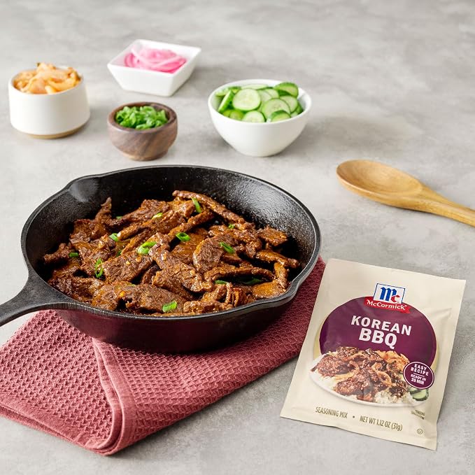 McCormick Seasoning Mix, Korean BBQ, For Sweet & Savory Korean BBQ Steak in Just 25 Minutes, 1.12 oz (Pack of 12)