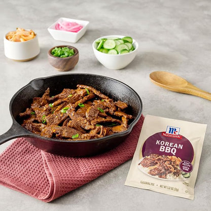 McCormick Seasoning Mix, Korean BBQ, For Sweet & Savory Korean BBQ Steak in Just 25 Minutes, 1.12 oz (Pack of 12)