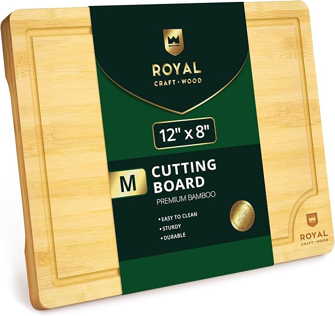 ROYAL CRAFT WOOD Bamboo Cutting Board with Juice Groove - Kitchen Chopping Board for Meat Cheese and Vegetables, Heavy Duty Serving Tray