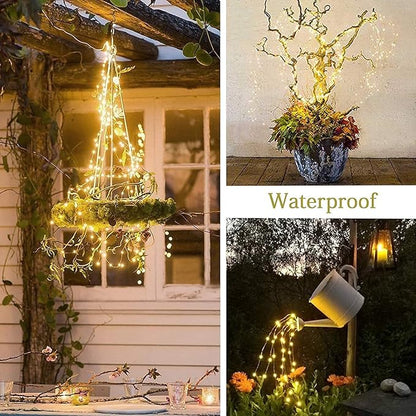 VOOKRY 4 Pack 10 Strands 200 LEDs Solar Fairy Lights Outdoor, Waterproof Solar Powered String Lights 8 Modes DIY Watering Can Lights for Party Wedding Plants Tree Vines Garden Decorations, Warm White