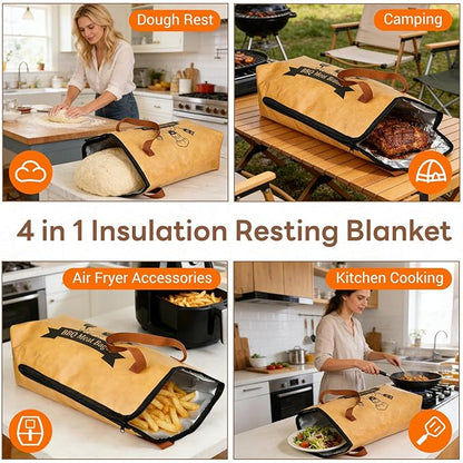 BBQ Meat Resting Bag 21" – 2026 Upgraded Leak-Proof & Thicker Insulation | 90-Min Heat Retention | Wide-Mouth 4-Layer Insulated Bag for Brisket, Pork Shoulder, Turkey | BBQ Gift for Men (21IN)