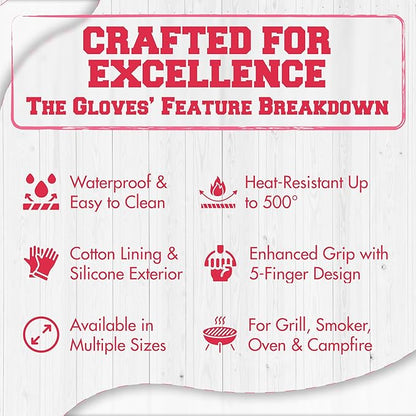 KITCHEN PERFECTION S Silicone Smoker Oven Gloves for Women -Extreme Heat Resistant BBQ Gloves -Handle Hot Food Right on Your Grill Fryer |Waterproof Oven Mitts for Cooking |Superior Set+3 Bonuses