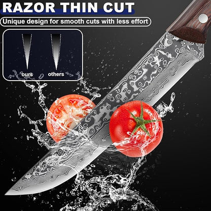 PURPLEBIRD Japanese Chef Knife Set of 3, Razor Sharp Kitchen Knife Set, Japanese Full Tang Meat Knives with Wood Handle for Trimming and Carving Poultry Chicken, Ideal Gifts for Men
