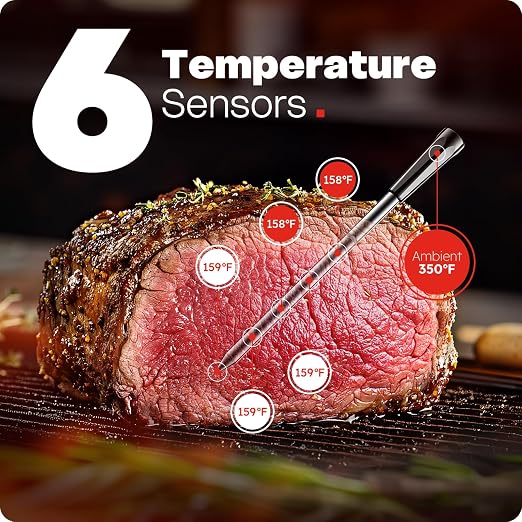 Smart Bluetooth Wireless Meat Thermometer Digital, 0.5S Instant Read | NIST ±0.5°F Food Thermometer,2-in-1 100H Battery Fast Charge Base, APP Control & Custom Menu for BBQ, Grill, Smoker, Oven