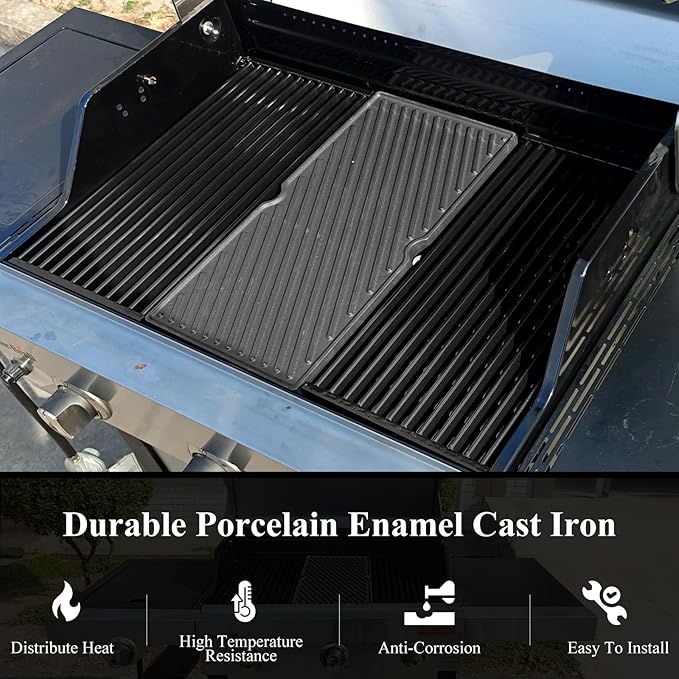 Hisencn 3-Piece Grill Grates & Emitter Plate Replacement for Char-Broil Performance TRU-Infrared 2/3 Burner Gas Grills, Fits G460-0500-W1, Porcelain Enameled Steel, 17" x 25.5"