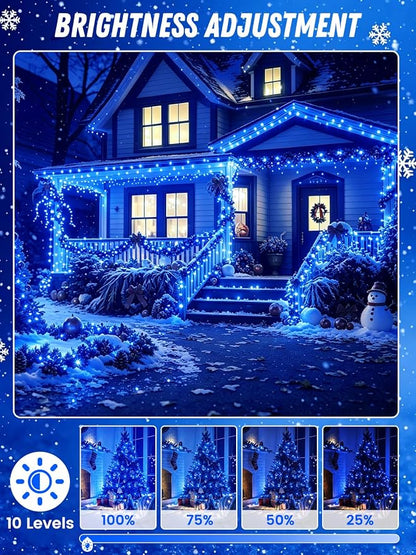 2 Pack 100 LED Fairy Lights Battery Operated with Remote Timer, 33 FT Blue | Cuttable, 8 Modes, Memory, Dimmable, IP44 Waterproof Battery String Lights for Indoor Outdoor, Wedding, Christmas Decorations