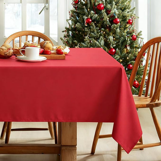 DWCN Red Christmas Rectangle Tablecloth - 54 x 80 Inch - Waterproof Stain and Wrinkle Resistant Washable Table Cloth, Decorative Fabric Table Cover for Kitchen Dining Room Party and Outdoor Use