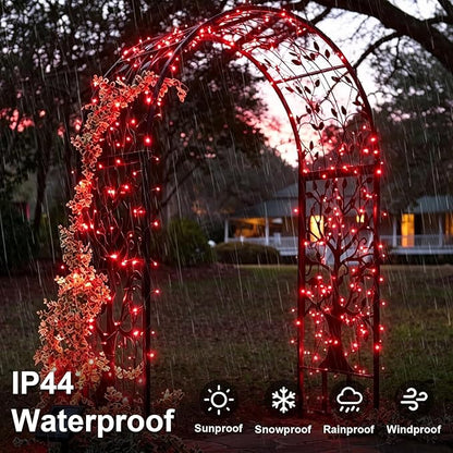 QITONG Red Solar String Lights, 2 Pack Each 66ft 200 LED Christmas Lights Outdoor Waterproof, 8 Modes Green Wire Twinkle Lights for Outside
