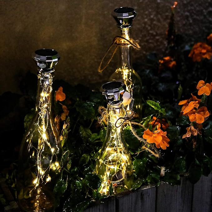 Bottle Lights Solar Wine Bottle Lights 10 Packs 20LED Outdoor Waterproof Fairy Light Strings for Recycling Wine Bottle Decoration