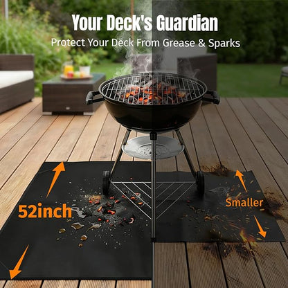 SHINESTAR 65×52 Inch Under Grill Mats for Outdoor Grill for Protection | BBQ Grill Mat with Reinforced Metal Corners, Non-Slip Fire Resistant Mat for Blackstone, for Weber, Fire Pit and Fireplace