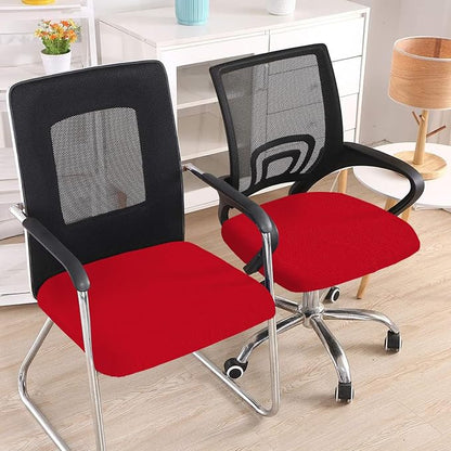Smiry Office Computer Chair Seat Covers for Desk, Anti-dust Protector | Stretch Jacquard Removable Washable Desk Chair Seat Cushion Protectors, Red