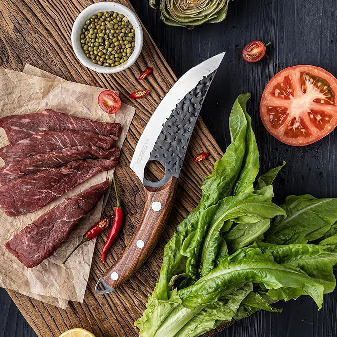 Seido Knives Kyodai Utility Chef Knife - Ideal for Outdoor Camping, Hunting, or BBQ - Includes Leather Knife Sheath
