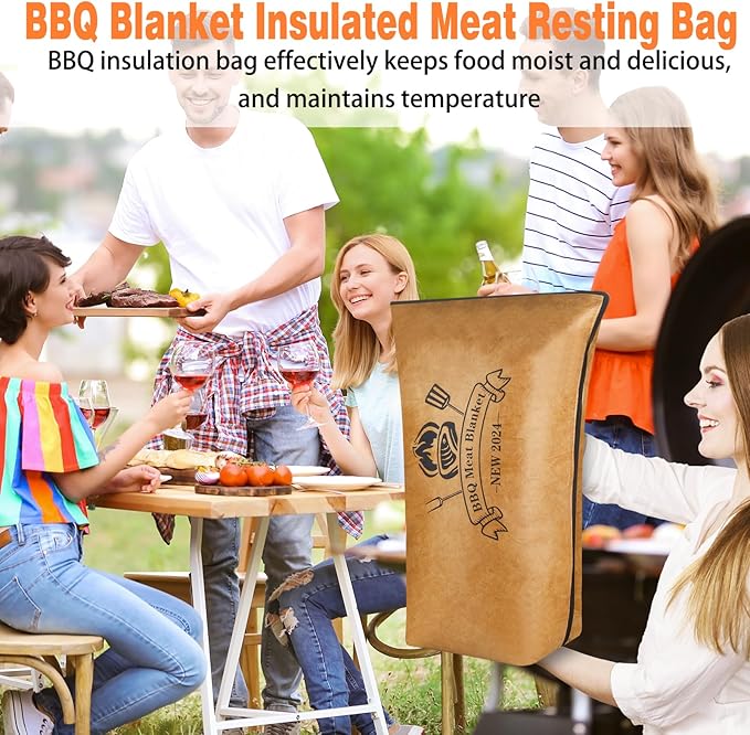 BBQ Blanket for Resting Meat, Reusable Reat Insulated Resting Bag, Smoker Meat Resting Blanket, Insulated Brisket Resting Blanket with Wide Mouth Perfect for Gifting, (BBQ Blanket 18in)