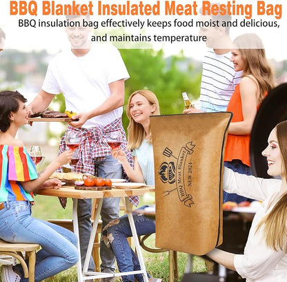 BBQ Blanket for Resting Meat, Reusable Reat Insulated Resting Bag, Smoker Meat Resting Blanket, Insulated Brisket Resting Blanket with Wide Mouth Perfect for Gifting, (BBQ Blanket 18in)