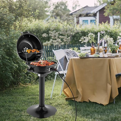 Electric BBQ Grill 1600W Indoor/Outdoor Electric Grill for Indoor & Outdoor Use,Portable Removable Stand Grill (Black)