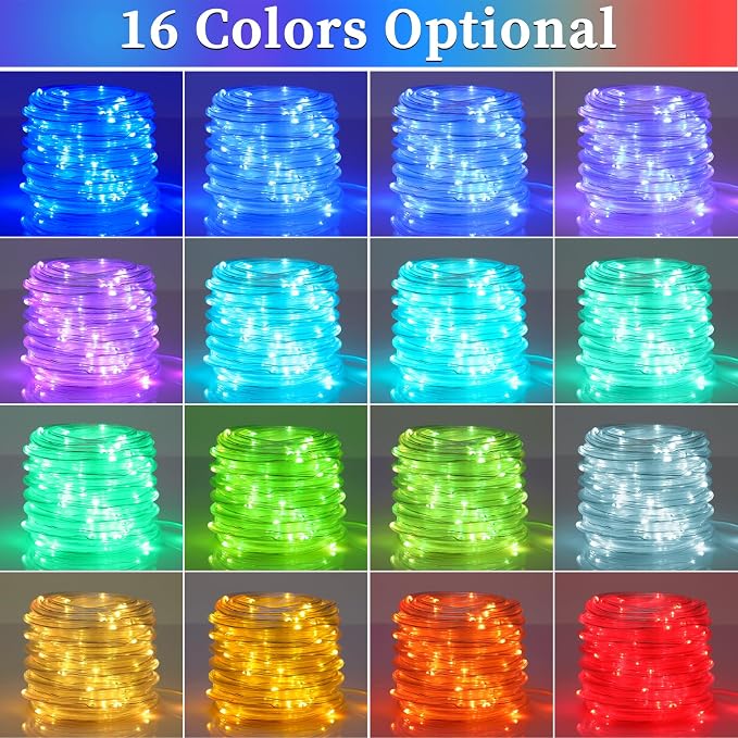ANJAYLIA 99FT 300 LED Color Changing Rope Lights with Plug and Remote | Led Outdoor Waterproof Rope Light with Color Option, 7 Modes, Timer, Memory, Remote for Bedroom, Deck, and Holiday Decor