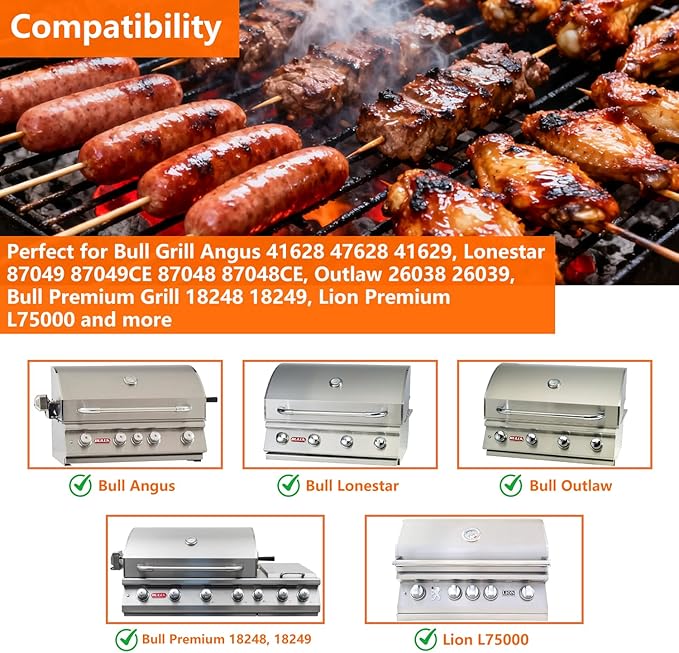 19.2" x 15" Half Size Griddle, Non-stick Carbon Steel Flat Top Griddle for Bull 4 Burner Angus 47628 41629, Outlaw 26038 26039 69008 69009 65073 87049 and Lion Premium L75000 Gas Grill
