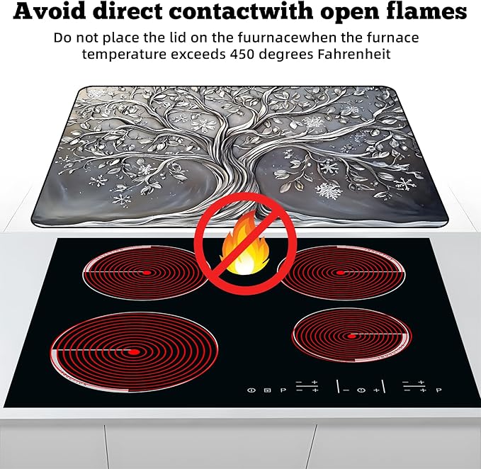 Multi-Design Stove Cover for Glass/Electric Stoves - 3-in-1 Heat-Resistant Protector Mat, Non-Slip Drying Rack30"L x 21"W