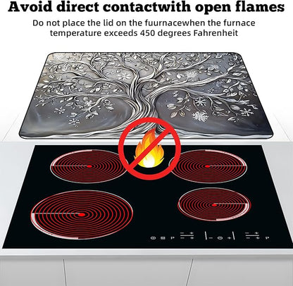 Multi-Design Stove Cover for Glass/Electric Stoves - 3-in-1 Heat-Resistant Protector Mat, Non-Slip Drying Rack30"L x 21"W