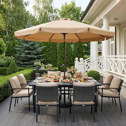 ABCCANOPY 11ft Scalloped Patio Umbrella, Outdoor Table Umbrella with Tilt and Crank, Fiberglass Ribs Deck Umbrella for Patio, Pool, Garden, Picnic (Khaki)