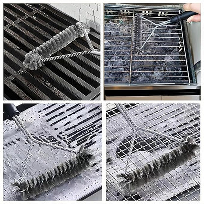 BBQ Bristles Grill Brush 12 Inch Heavy Duty Stainless Steel, Y Shape BBQ Brush with Long Handle & Extra Wide Head - Grill Cleaning Tool