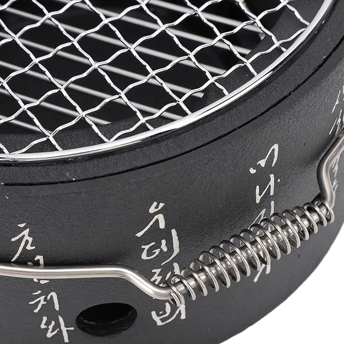 KIMISS Portable BBQ Charcoal Stove, Multifunctional Aluminum & Stainless Steel Grill with Carrying Handle - Ideal for Camping, Tea Making, and Outdoor Barbecue (L)