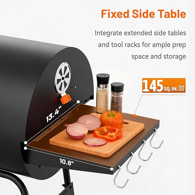 KEYO GRILL 20-Inch Barrel Charcoal Grill, Adjustable Vent Heavy-Duty Outdoor Barbecue Grill with Height Adjustable Charcoal Pan,Warming Rack Outdoor BBQ Grill for Backyard, Patio and Parties, Black