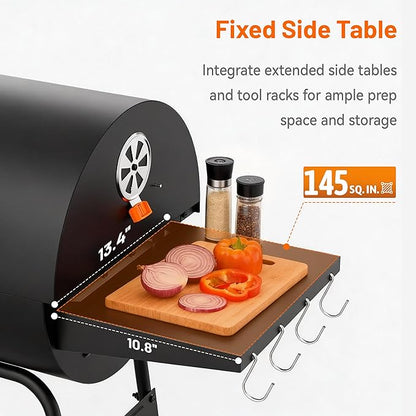 KEYO GRILL 20-Inch Barrel Charcoal Grill, Adjustable Vent Heavy-Duty Outdoor Barbecue Grill with Height Adjustable Charcoal Pan,Warming Rack Outdoor BBQ Grill for Backyard, Patio and Parties, Black