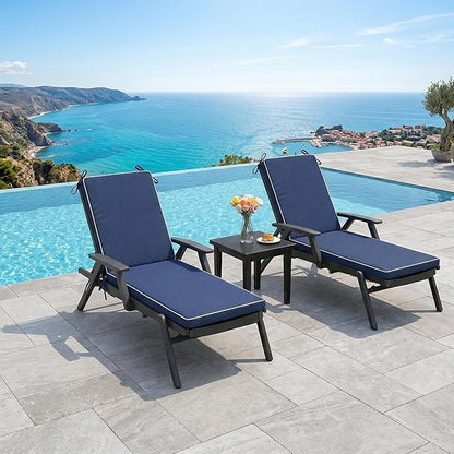 Chaise Lounge Cushions Outdoor, 72 x 21 Inch Water & Fade-Resistant Patio Furniture Lounge Cushion, Beach Umbrella Lounger Chair Replacement Cushion with Removable Cover Pad, Navy Blue